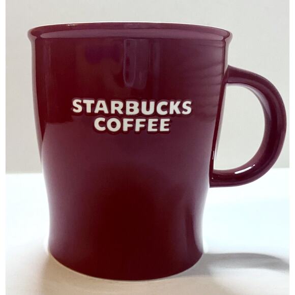2008 Starbucks Red Ceramic Coffee Mug White Indented Letters 14 oz - Picture 1 of 4